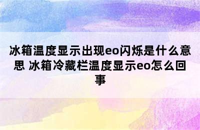 冰箱温度显示出现eo闪烁是什么意思 冰箱冷藏栏温度显示eo怎么回事